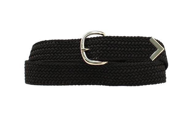 Solid Black Braided Woven Fabric Belt