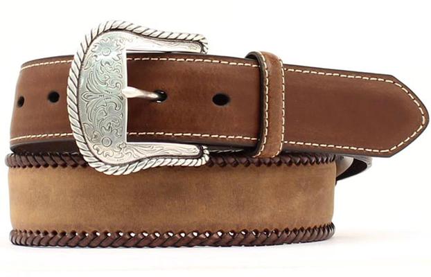 Mens Nocona Brown Laced Edged Leather Belt