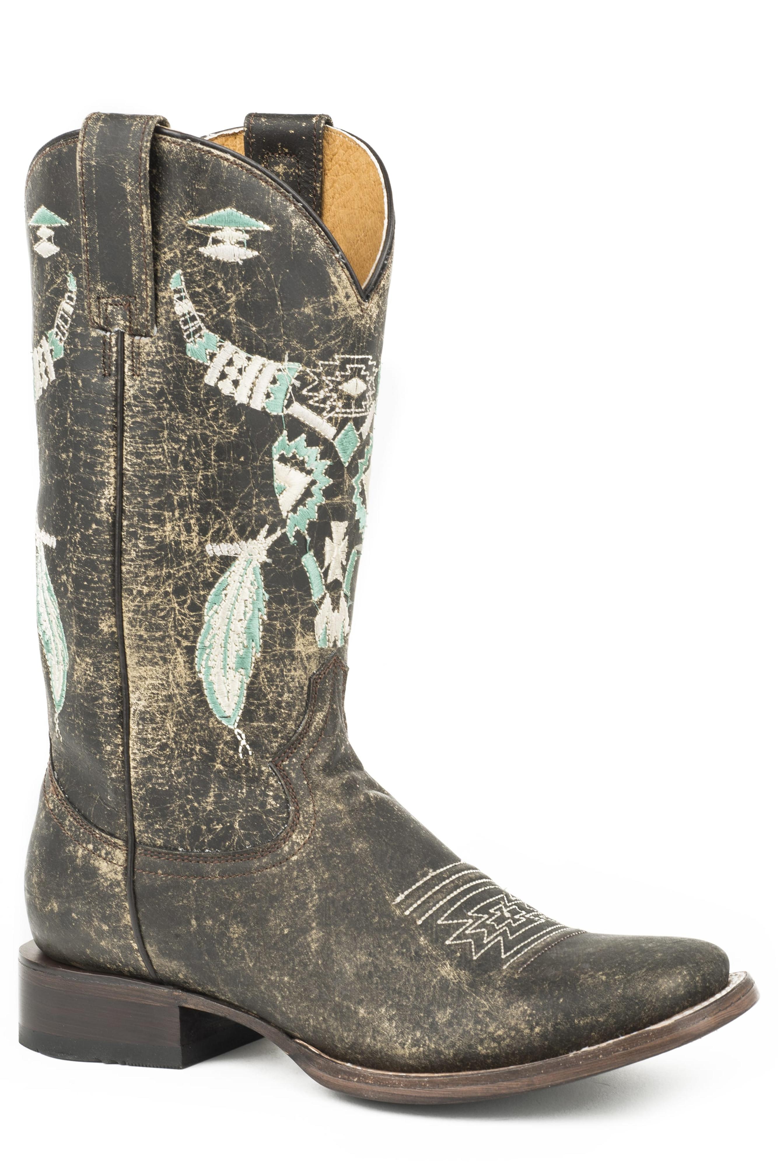 womens black square toe cowgirl boots