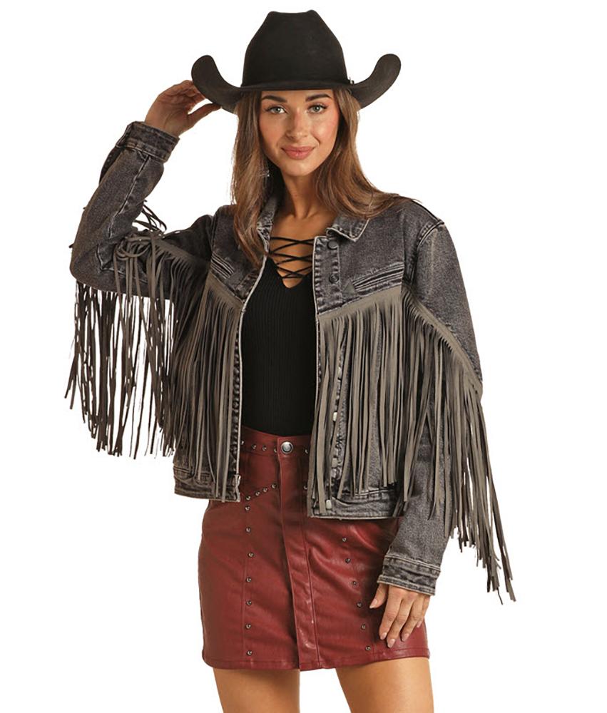 Rock  Roll Cowgirl Fringe Womens Jacket
