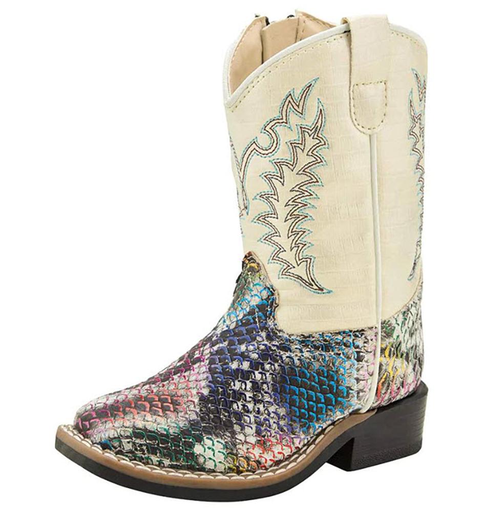 Faux Leather Toddler Reptile Print Zip Side Boot