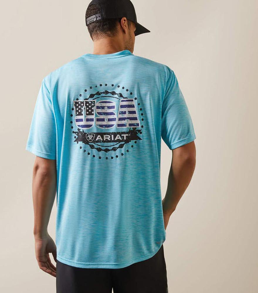 Ariat Charger USA Seal Mens Blue Atoll Tee