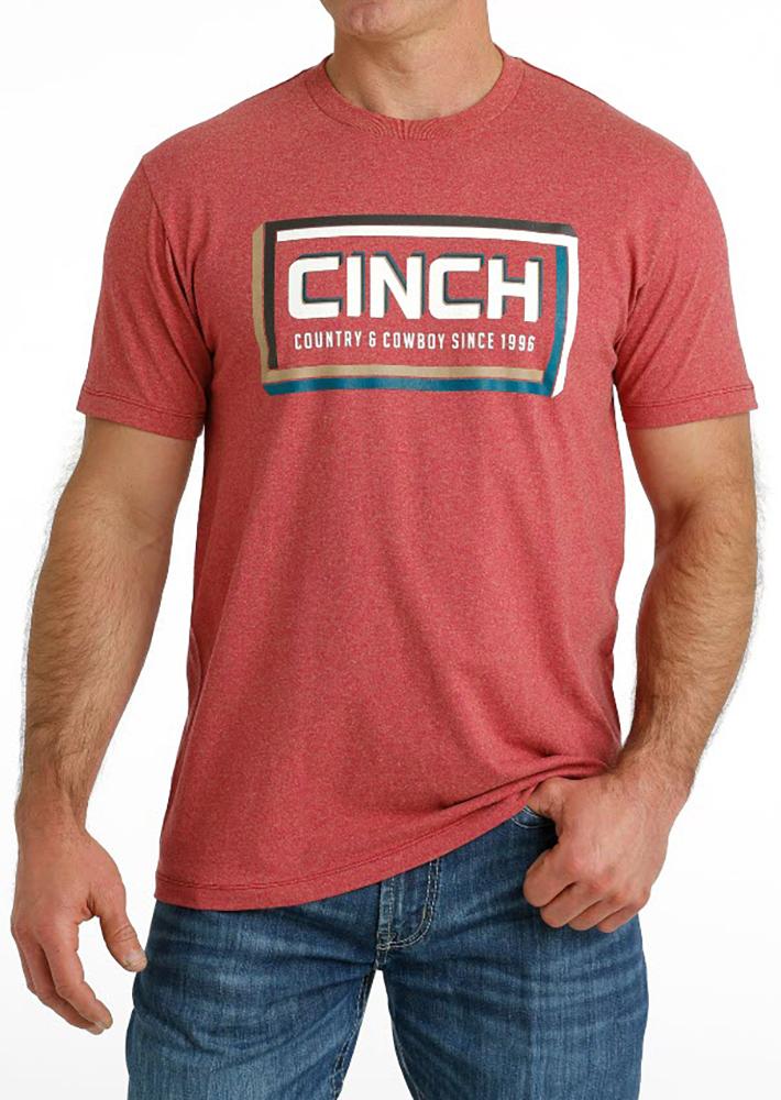 Cinch Mens Red Logo Tee