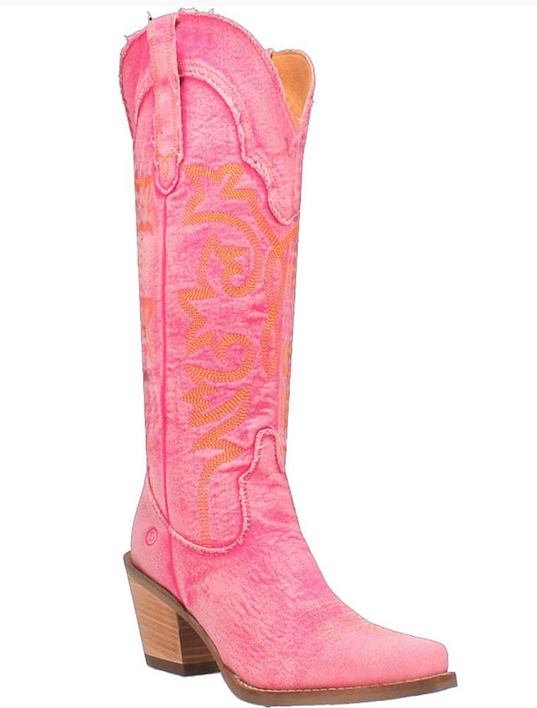 Dingo Texas Tornado Womens 15 Inch Pink Denim Boot