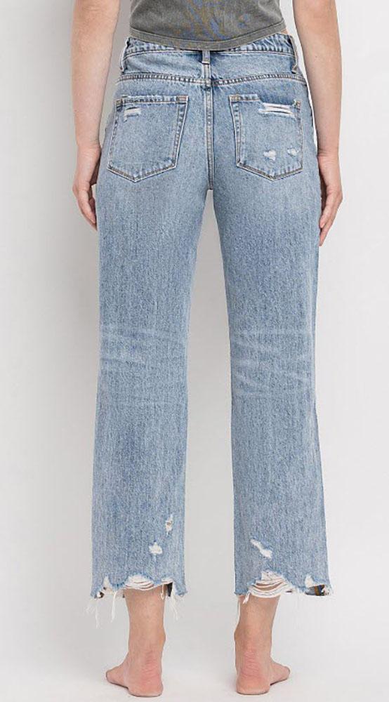 Vervet 90s Vintage Crop Straight Distressed Jean
