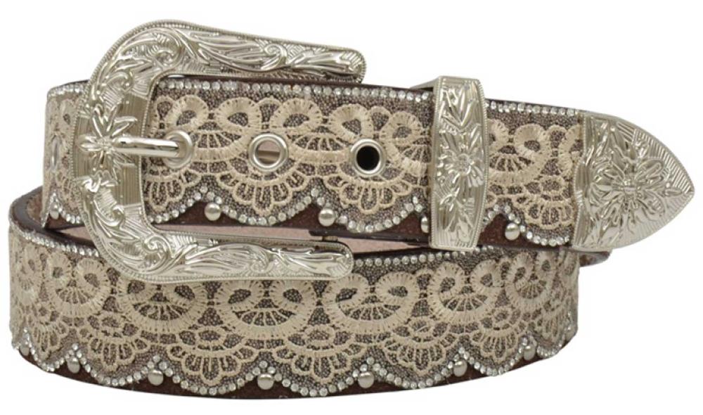 Angel Ranch by 3D Lace Overlay Womens Leather  Lace Belt