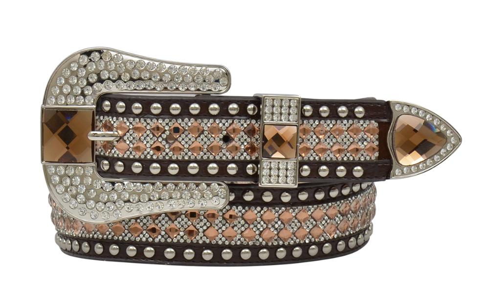Angel Ranch Womens Leather Belt with Mesh Inlay