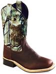 Old West Kid`s Brown with Camo Top Square Toe Western Boot