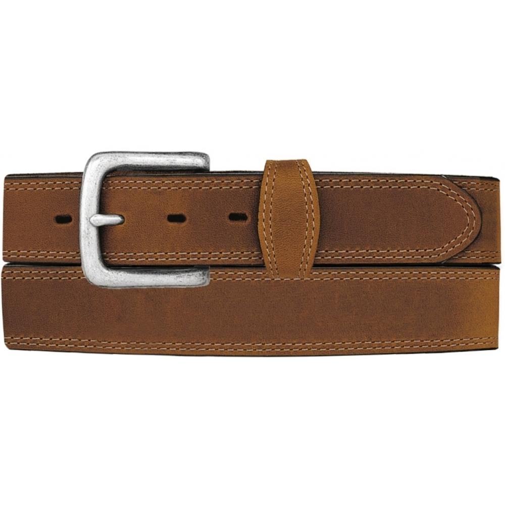 Tony Lama Mens USA Made Basic Double Stitch Dark Brown Leather Belt
