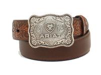 Kid`s Ariat Tooled Overlay Brown Leather Belt