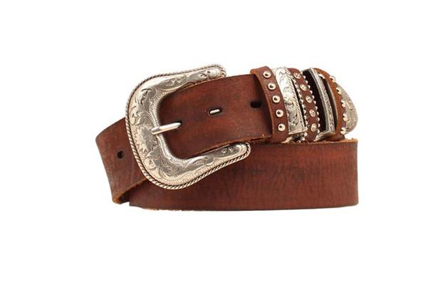 Ladies Nocona Brown Basic with Blinged Keeper Leather Belt