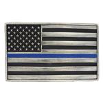 Montana Silversmiths Stand Behind Thin The Blue Line Flag Belt Buckle