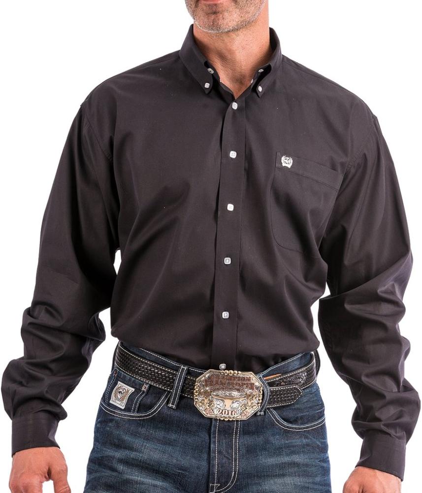 Mens Cinch Solid Black Long Sleeve Button Shirt