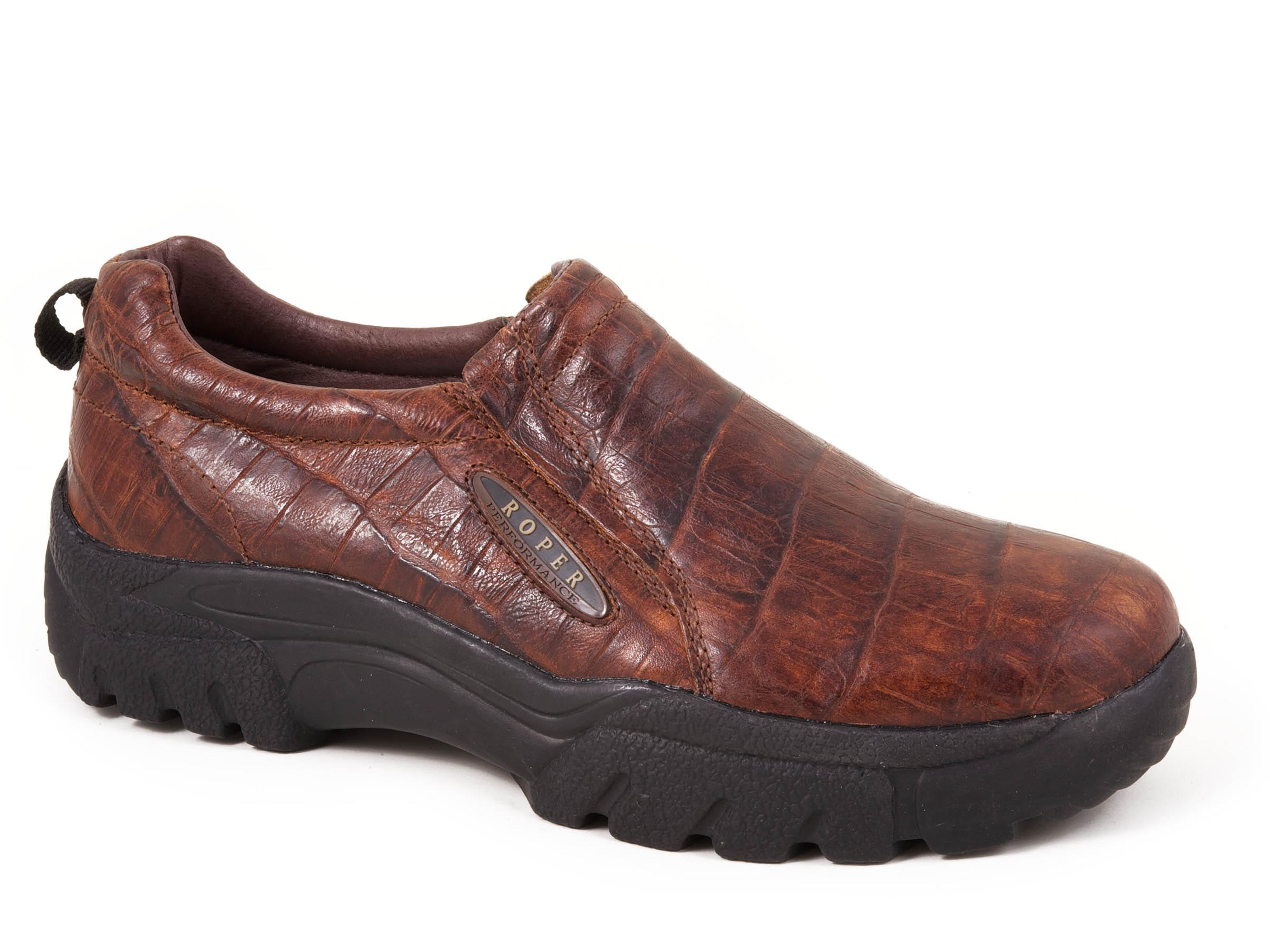 Roper Men's Brown Croco Print Sport Slip-On Western Shoe | Renegade Stores