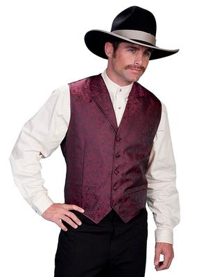 Scully Mens Classic Paisley Burgundy Vest