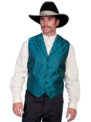 Scully Mens Classic Paisley Teal Vest