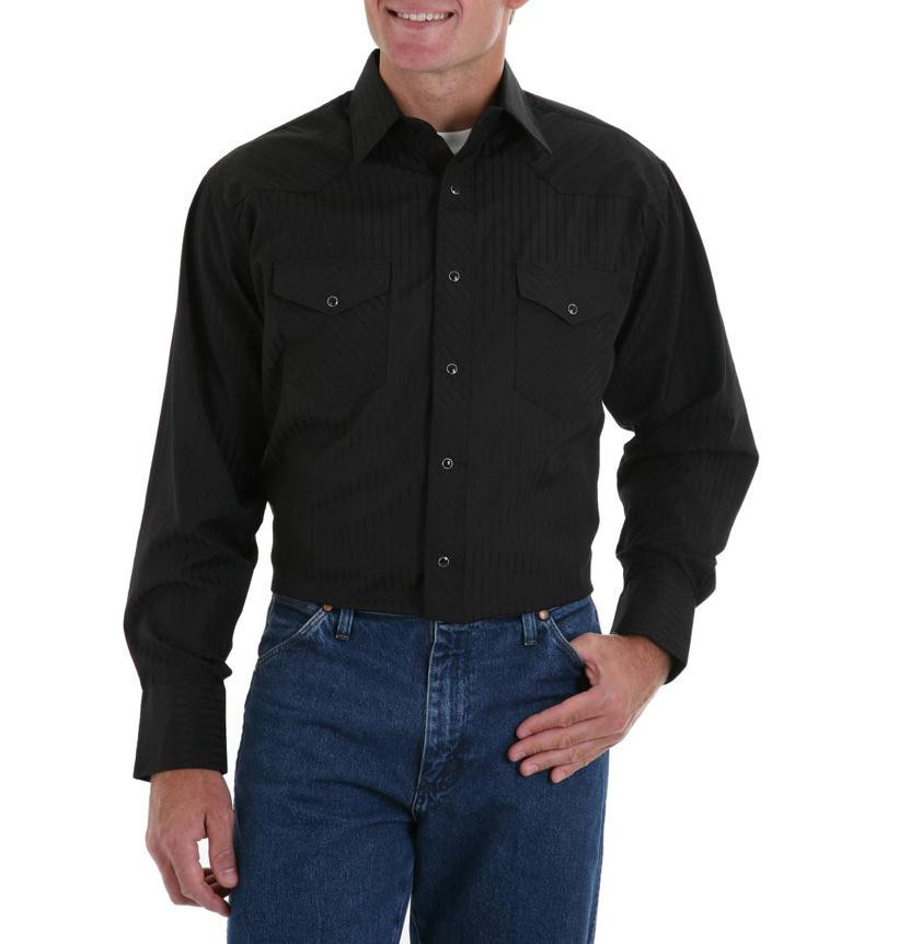 Men's Wrangler Black Snap Western Dress Shirt | Renegade Stores