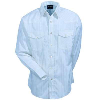 Mens Wrangler Light Blue Long Sleeve Tonal Western Snap Shirt