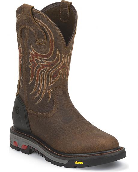 Mens Justin Bison Commander X5 Round Toe Work Boots | Renegade Stores