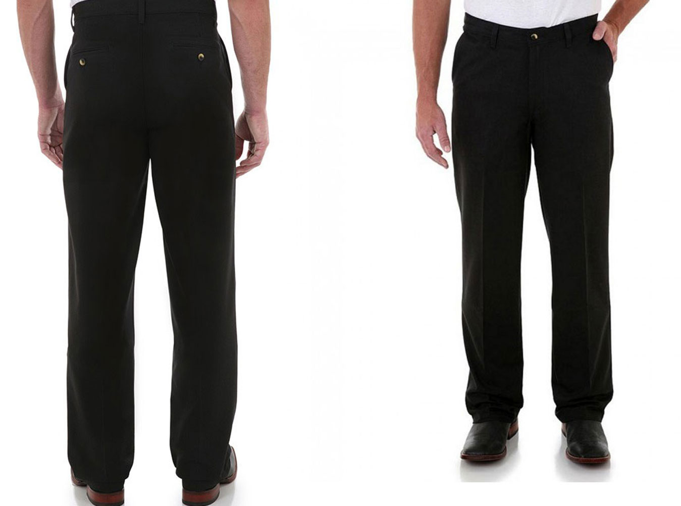 Men's Wrangler Riata Flat Front Black Dress Pants | Renegade Stores