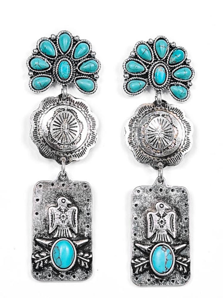 Silver and Turquoise 3 Tier Post Earring