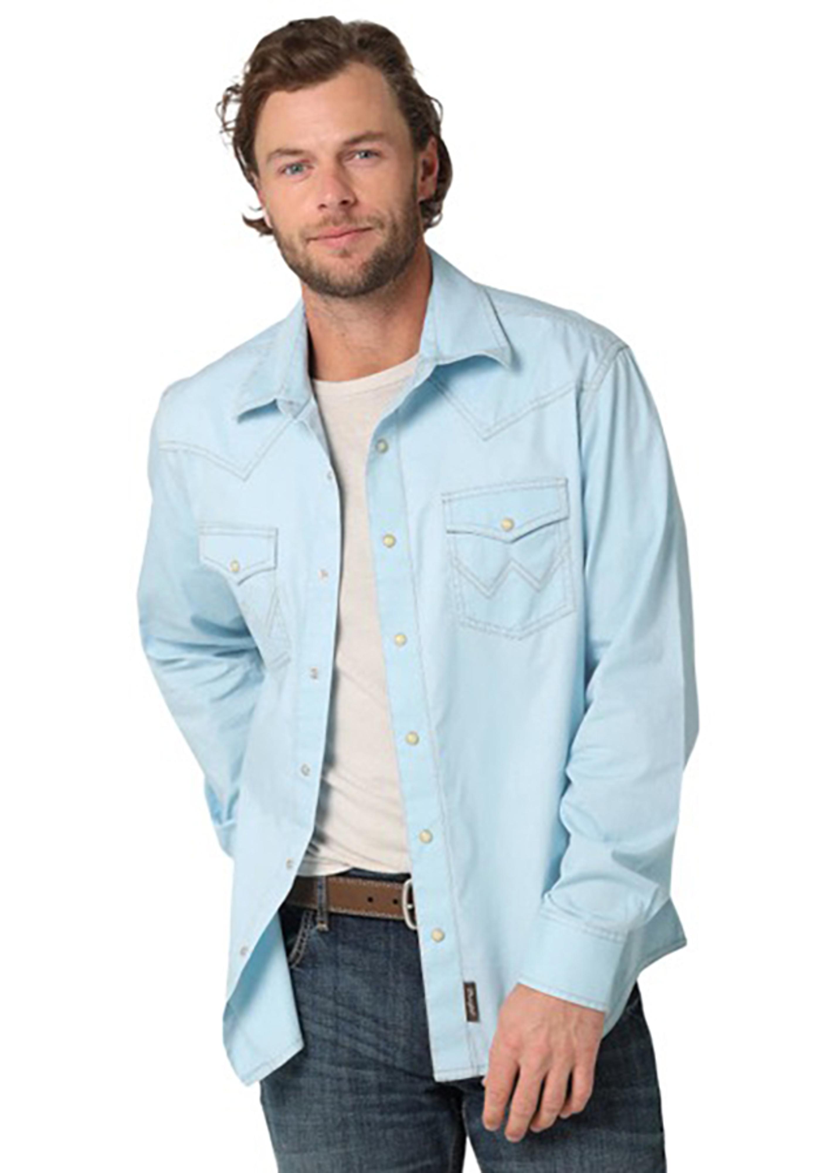 Wrangler Retro Premium Light Blue Solid Snap Shirt | Renegade Stores