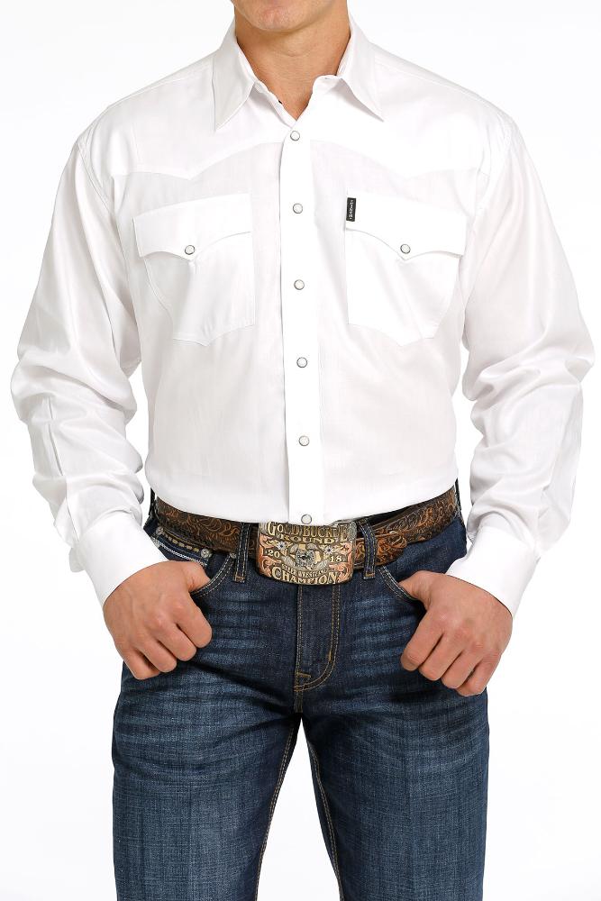 Cinch Western Snap Herringbone Mens Solid Shirt