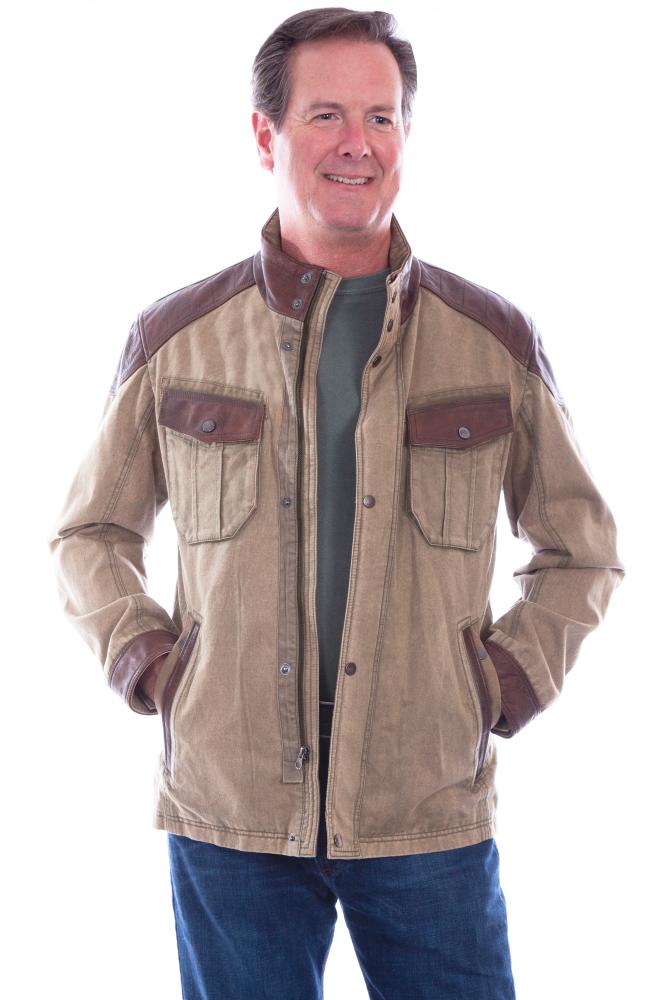Scully Sage Canvas Jacket with Leather Trim