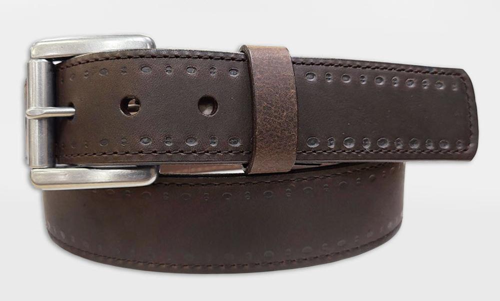 Fargo Brown Bison Leather USA Made Mens Belt