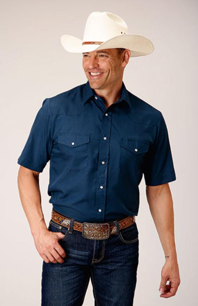 Mens Classic Solid Snap Western Shirt