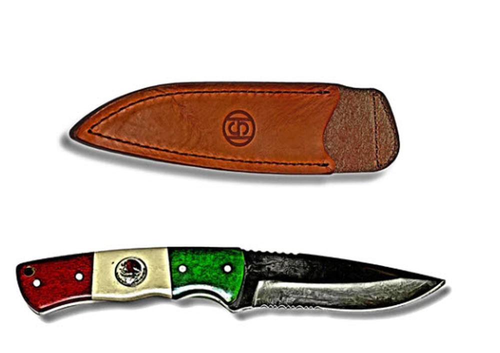 Mexico Dyed Bone 8 Inch Knife with Leather Sheath