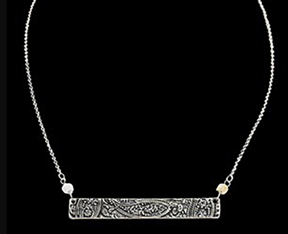 Silver Strike Paisley Eteched Necklace