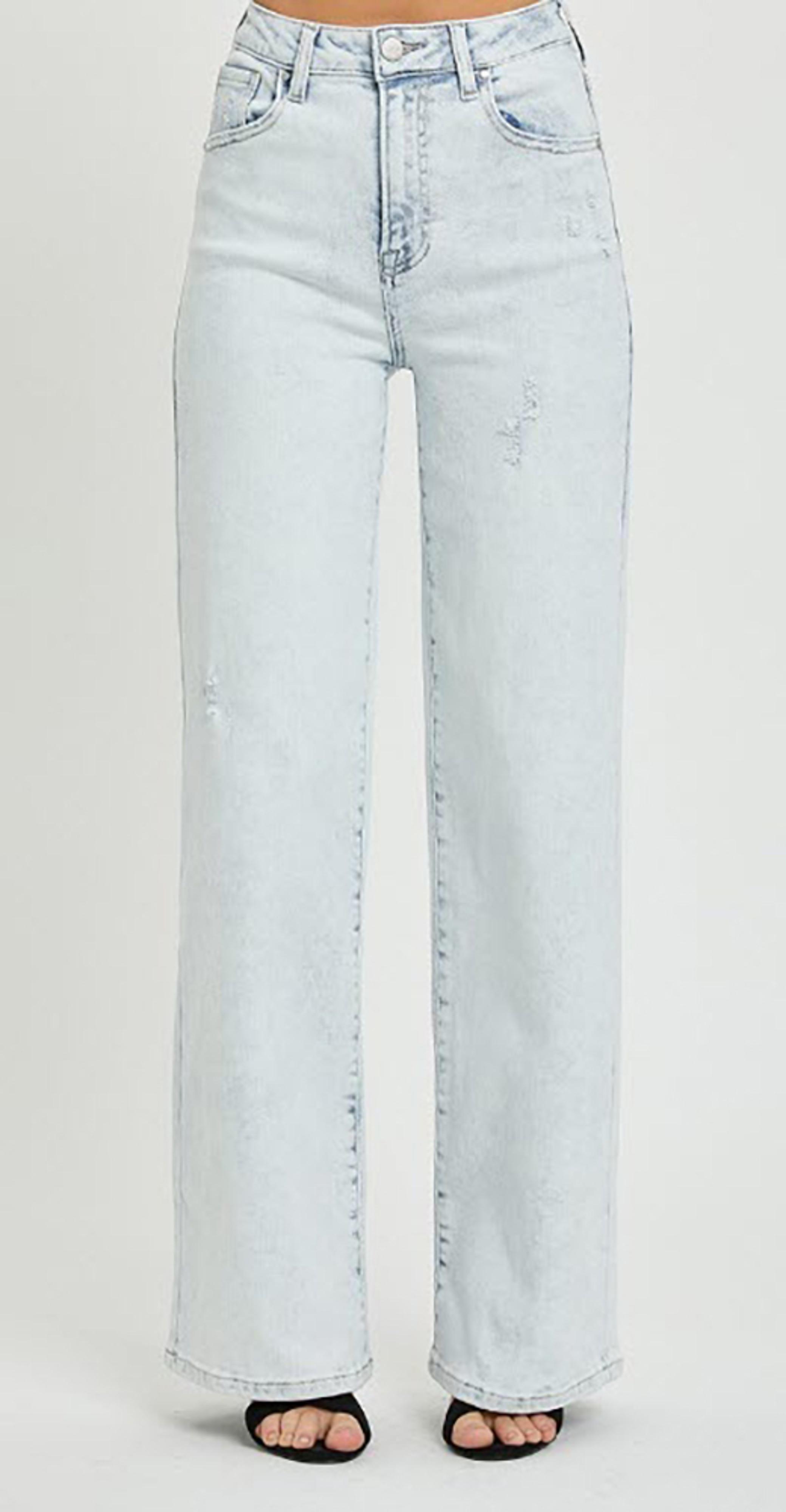 Risen Jeans-High Rise Wide Leg Denim-White