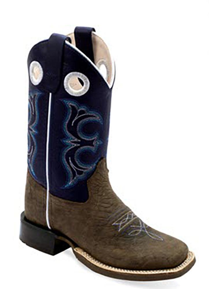 Old West Youth Bull Hide Embossed Midnight Boot