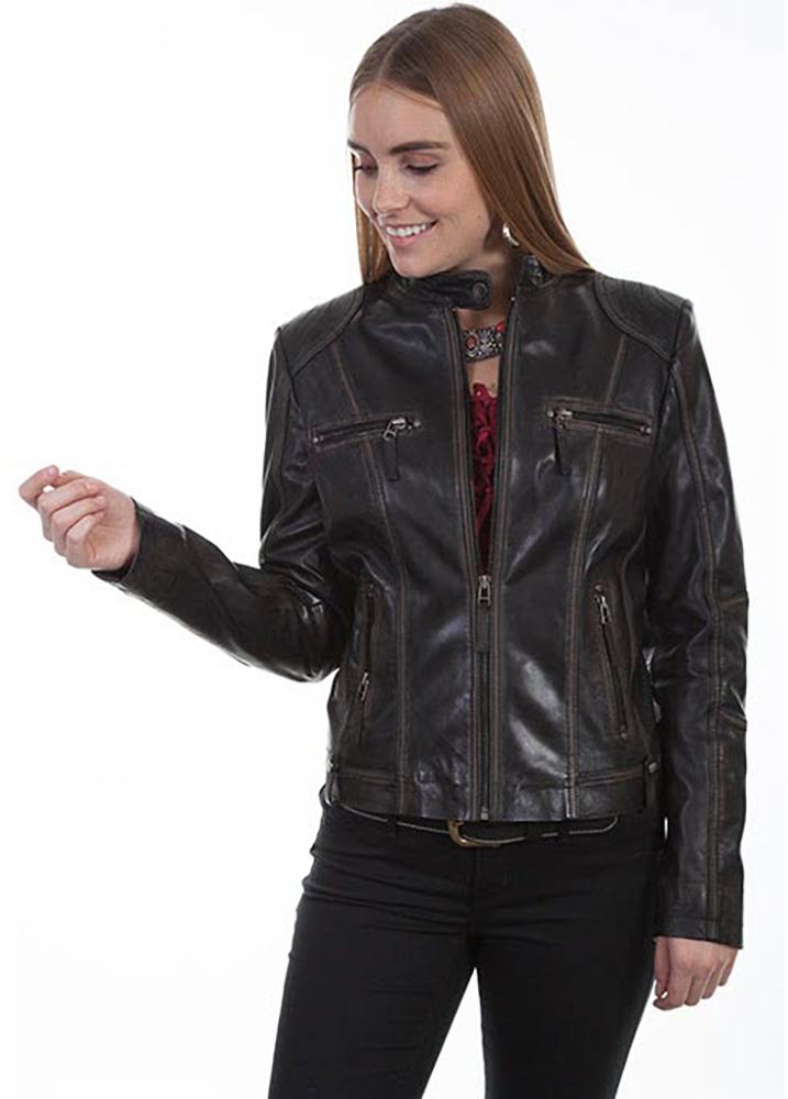Scully Vintage Lambskin Womens Black Leather Jacket