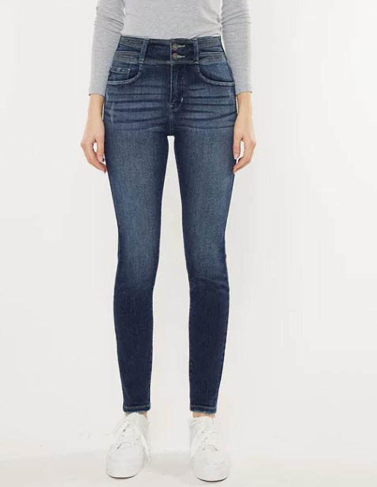 Kancan High Rise Double Button Skinny Jean