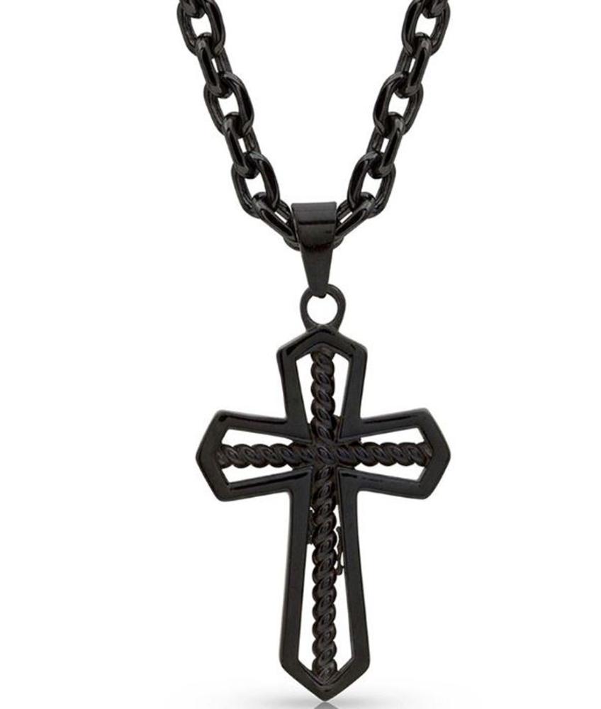 Montana Silversmiths Mens Darkest Night Cross Necklace