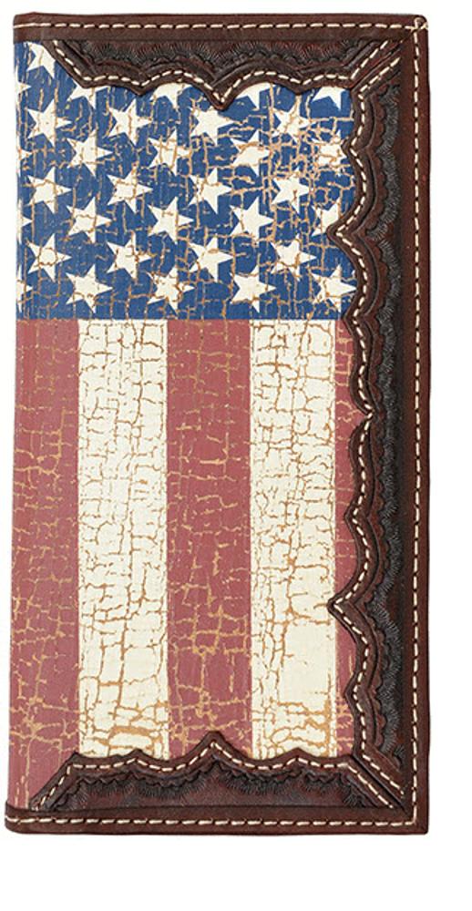 3D Leather Distressed USA Flag Old Glory Rodeo Wallet
