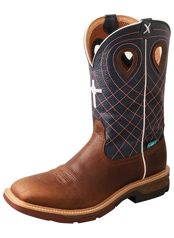 Twisted X Mens CellStretch Waterproof 12 Inch Western Style Work Boots