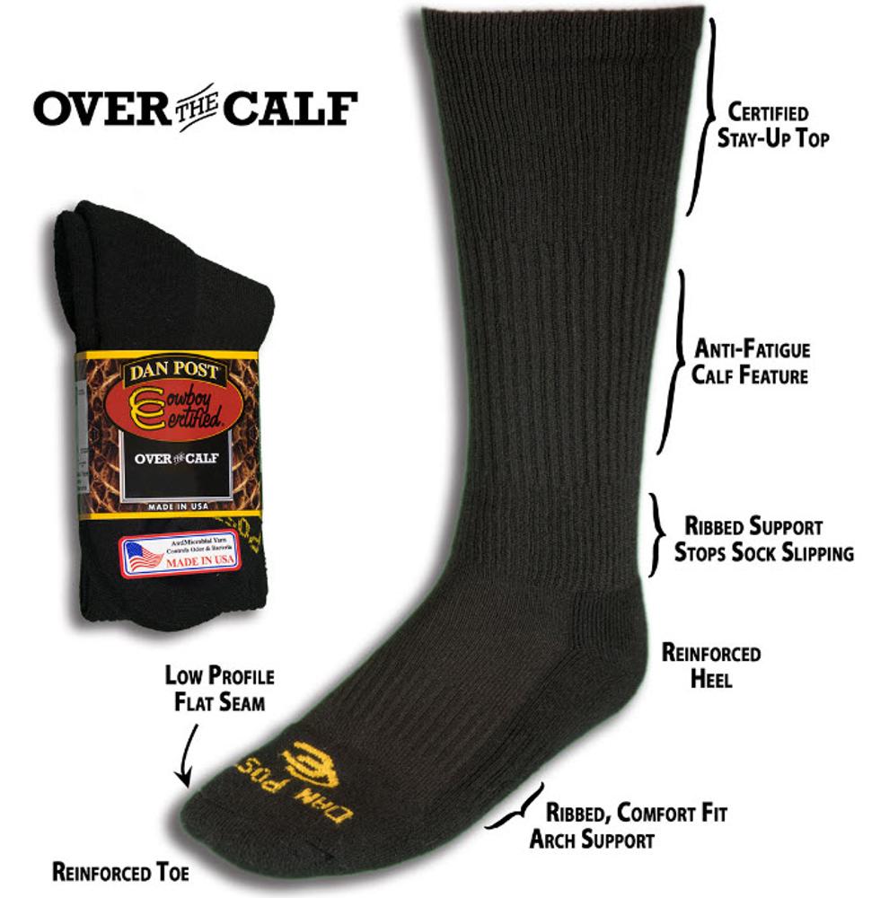 Dan Post Mens Over The Calf Cowboy Certified USA Made Boot Socks 1Pack