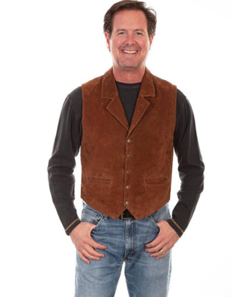 Scully Aztec Knit Back Boar Suede Mens Leather Vest