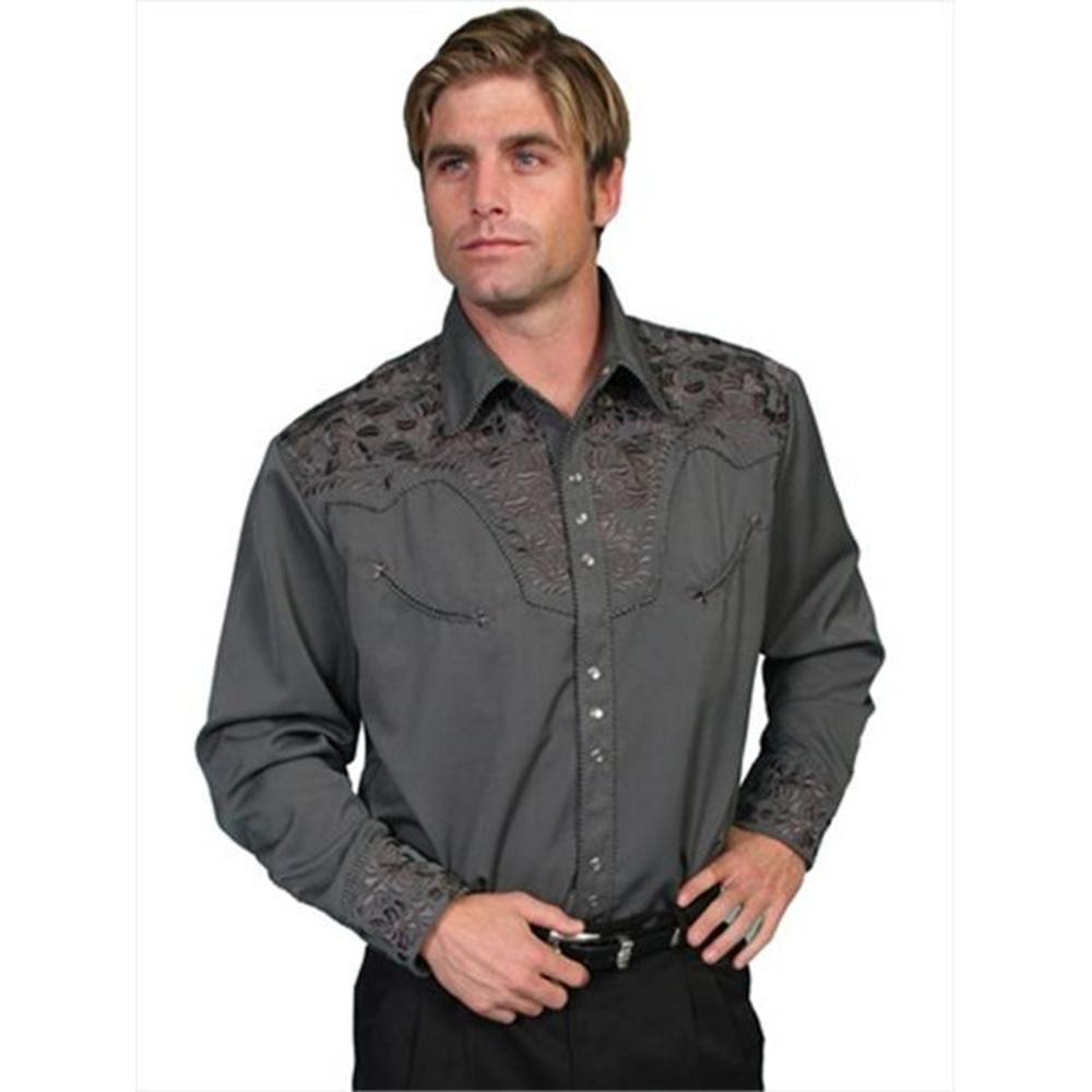 Scully Mens Charcoal Western Fashion Snap Shirt