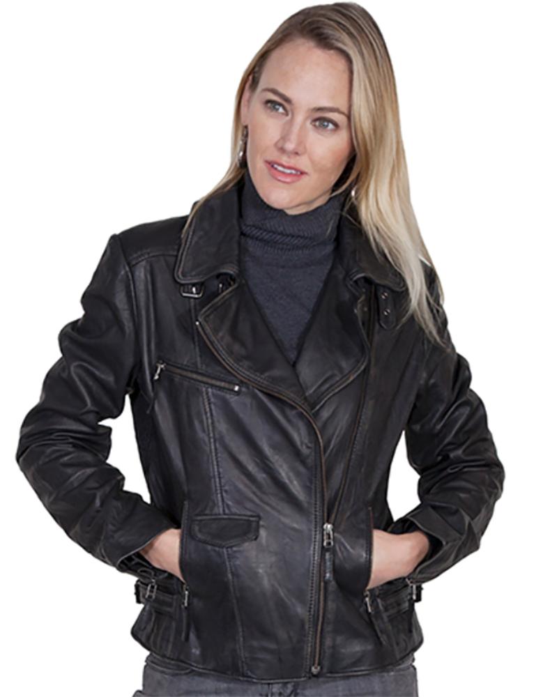 Womens Leather Lambskin Motorcycle Style Jacket