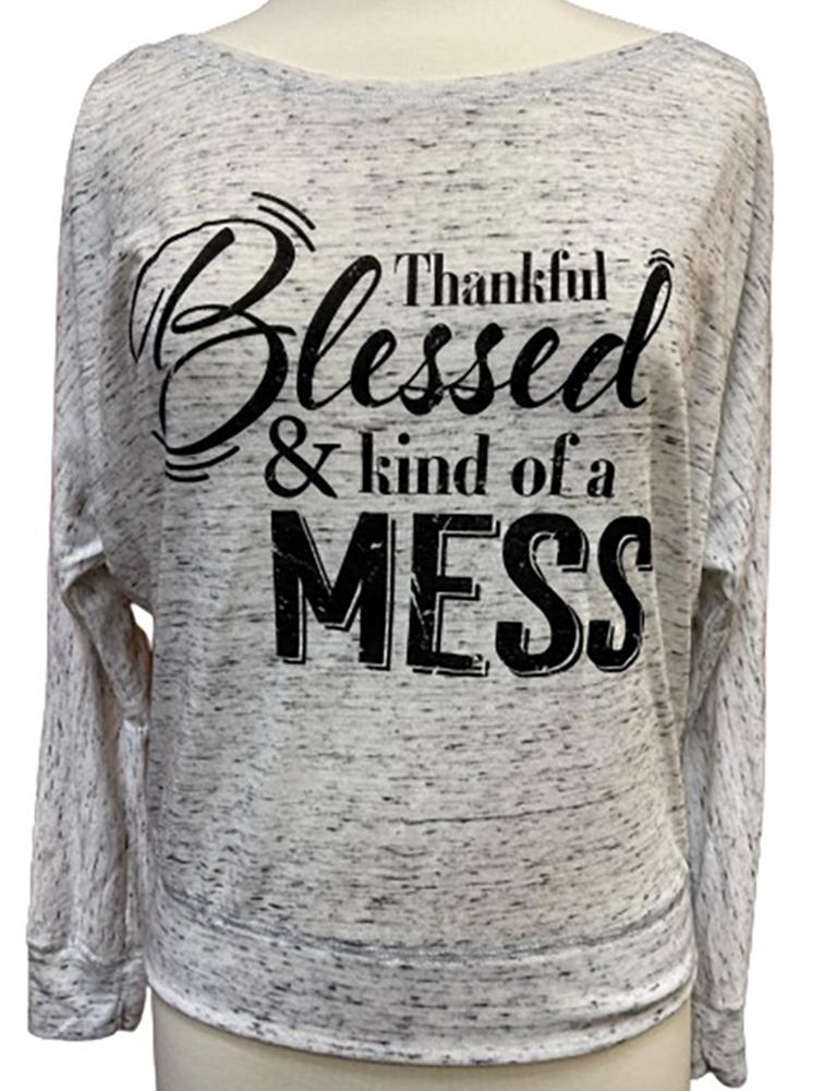 Blessed Mess Flowy Off Shoulder Long Sleeve