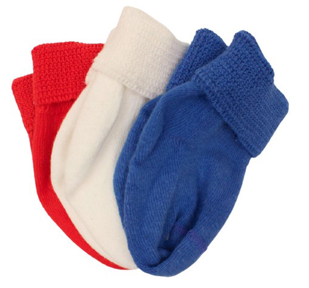 Baby Bucker Infant 3Pack Red, Blue, White Socks