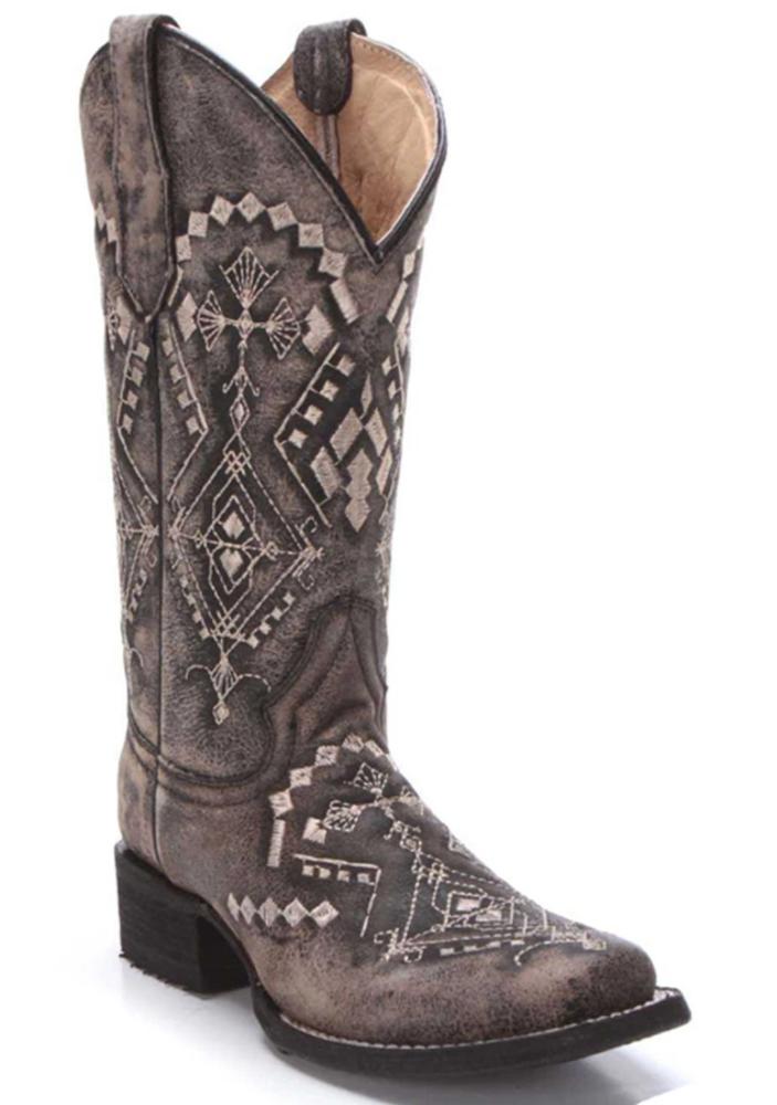 Circle G Sand Embroidered Square Toe Boot