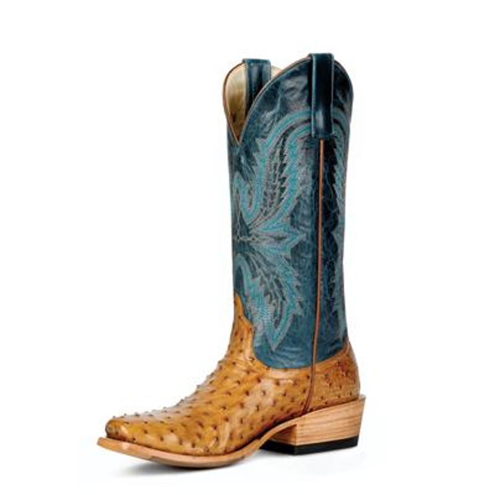 Womens Full Quill Ostrich Top Hand Macie Bean Snub Toe Leather Sole with Grip Strip Cowgirl Boot