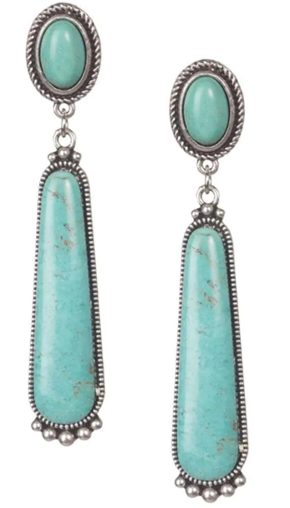 West  Co Round Turquoise Elongated Earrings