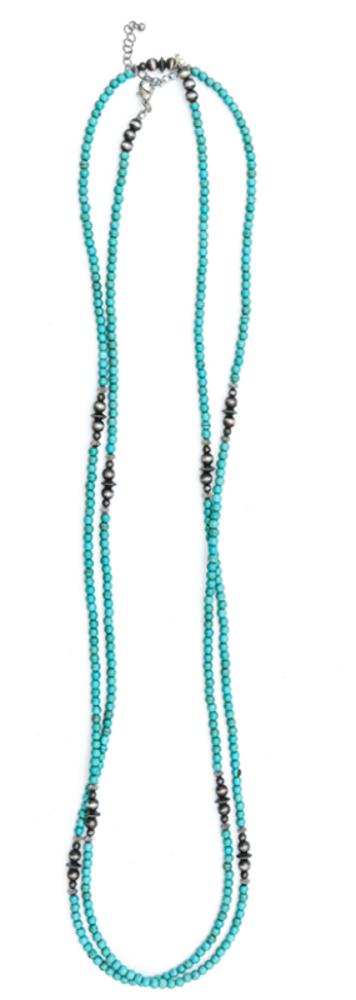 West  Co 66 Inch dainty Green Turquoise Necklace