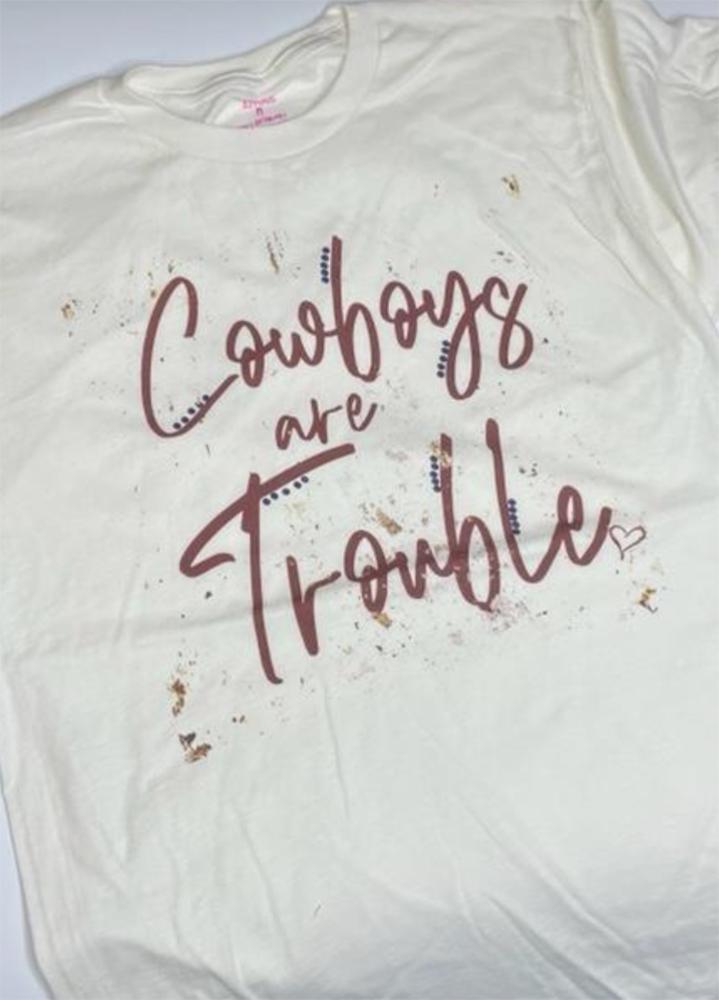 Womens Cowboys Are Trouble Splatter Print